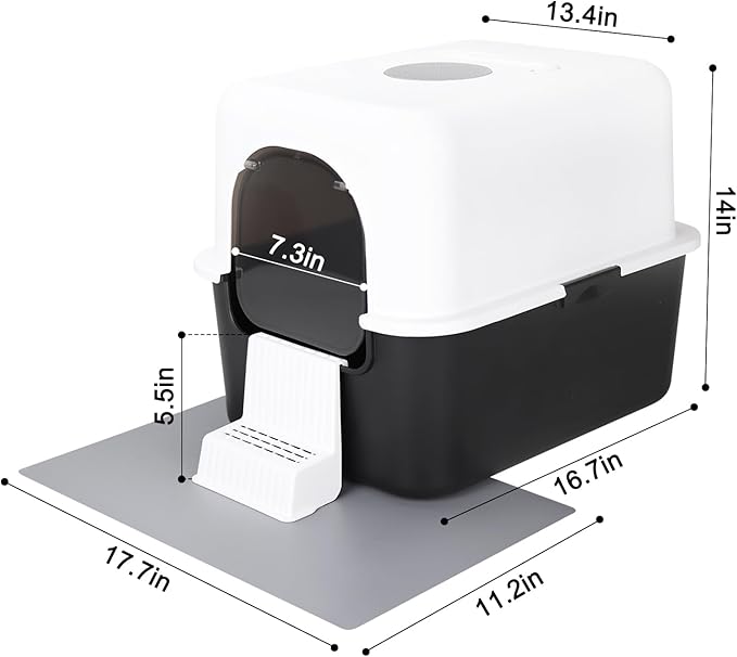 Sfozstra Black Enclosed Cat Litter Box - Image 2
