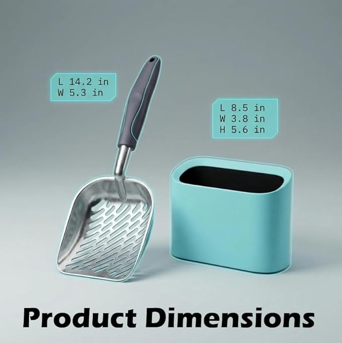Aluminum Cat Litter Scoop in Holder, Non-Stick Cat Poop Scooper - Image 2