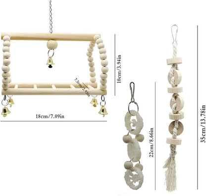 Deloky 7 Packs Bird Parrot Swing Chewing Toys-Hanging Bell Bird Cage Toys - Image 3