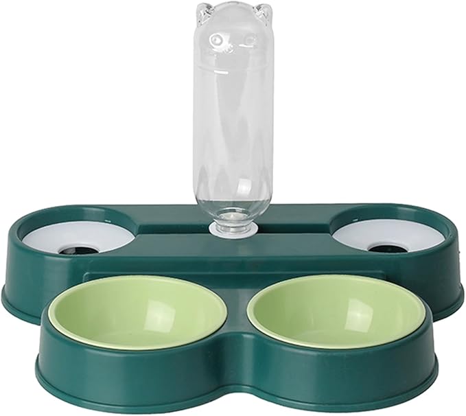 4 in 1 Pet Food Feeders with Automatic Water Bottle Bowl, Double Bowl Dog by Unknown