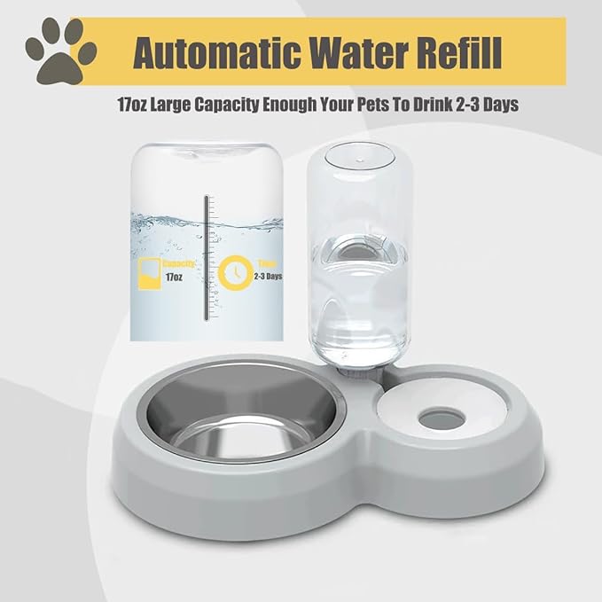 Double Dog Cat Bowls, Cat Food and Water Bowl Set - Image 2