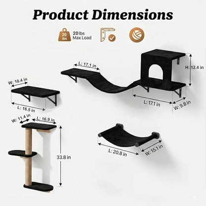 Wall Mounted Cat Furniture Set of 4 – 4 in 1 Cat Wall Shelves - Image 8