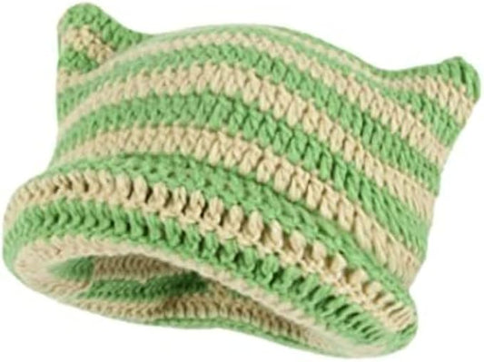 Crochet Hats for Women Cat Beanie Vintage Beanies Women Fox Hat Grunge by GGOOB