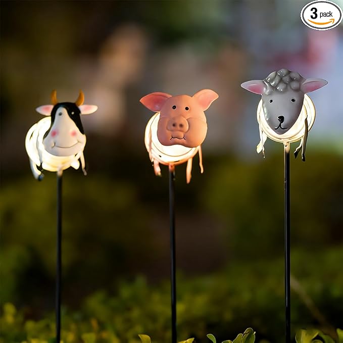Farm Animal Solar Garden Lights, Decorative Statues Figurine Lights by SATHGA