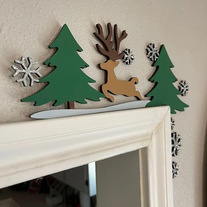 Christmas Door Topper Holiday Home Decor Funny Snowman Santa Claus Top Door - Image 3