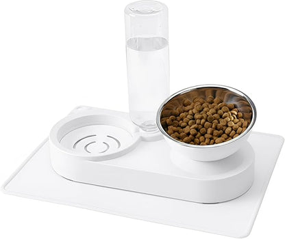 2 in 1 Elevated Dog Cat Bowls, 15°Tilted Pets Water and Food Bowl Set, Pet by Nuzzletail