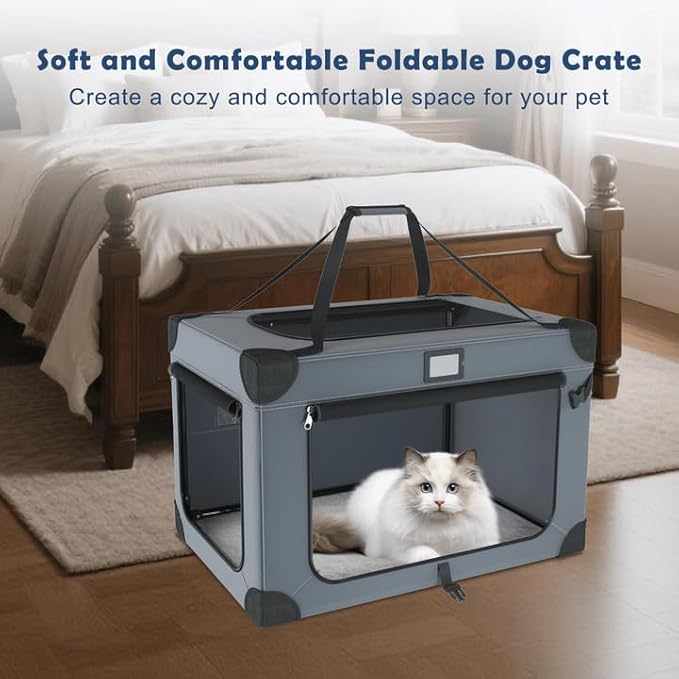 24 Inch Portable Collapsible Dog Crate, Foldable Soft Dog Kennel - Image 8