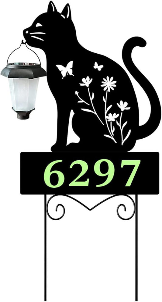 Solar Cat Garden Stakes Cat Holding Solar Lantern Decor Stakes Animal Yard by YY-Ladybug