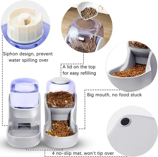 Dog & Cat Feeder + Waterer Set, Automatic Pet Feeder 2 in 1 Cat & Dog Food - Image 5