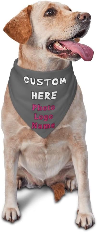 Personalized Dog Bandanas Custom Pet Scarf Add Your Own Logo Photo Text by YURIOPF