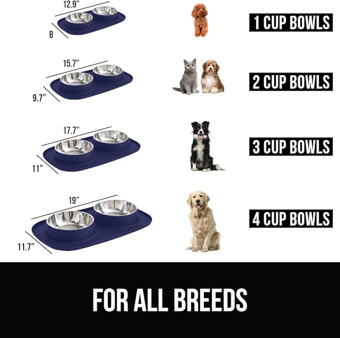 GORILLA GRIP Feeding Mat Bowl Set, 4 Cup 100% Waterproof BPA Free Silicone - Image 6