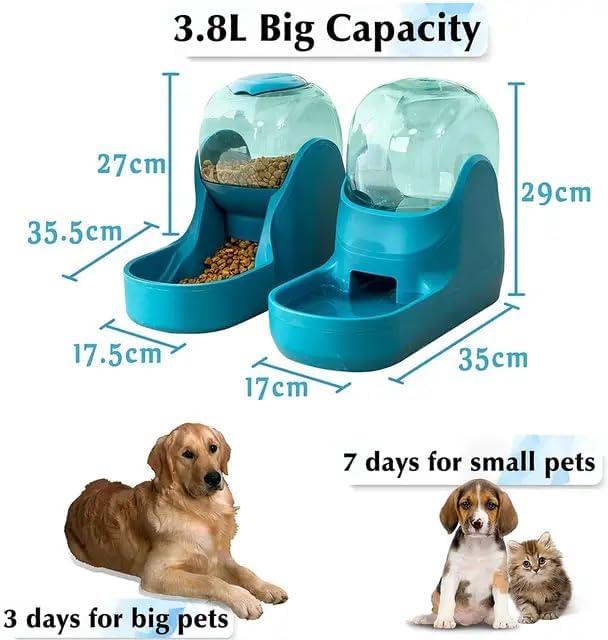 Dog & Cat Feeder + Waterer Set, Automatic Pet Feeder 2 in 1 Cat & Dog Food - Image 4