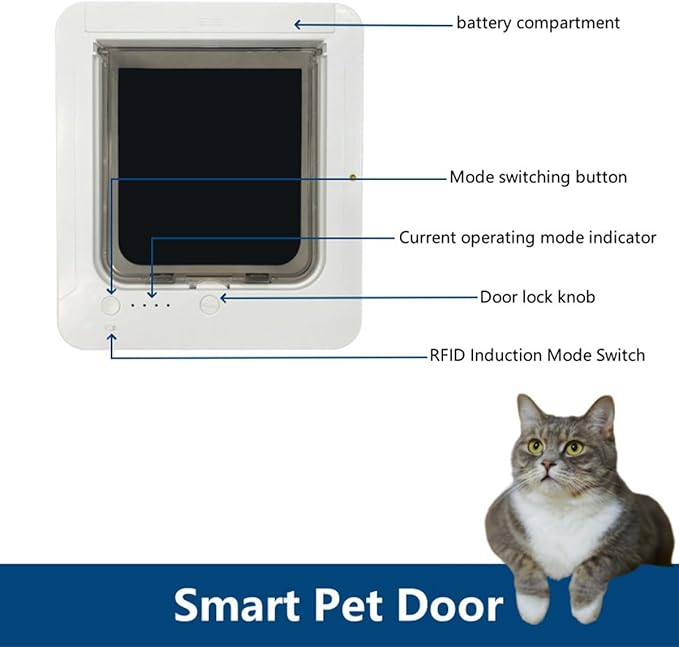 Microchip Cat Flap, Remote Control, Automatic Pet Door 11.73"X10.35", 4-Way - Image 5