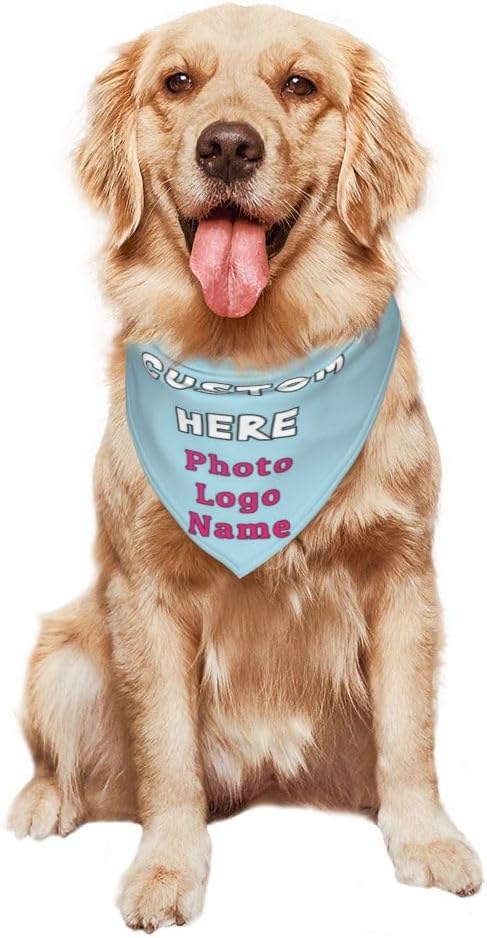 Personalized Dog Bandanas Custom Pet Scarf Add Your Own Logo Photo Text - Image 7