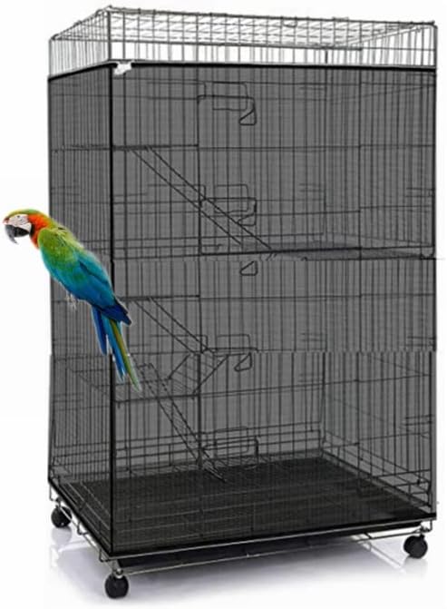 Adjustable Birdcage Seed Catcher Feather Catcher Bird Cage Cover Net Airy Soft by ISMARTEN