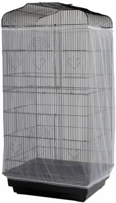 Adjustable Birdcage Seed Catcher Feather Catcher Bird Cage Cover Net Airy Soft by ISMARTEN