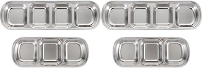 Ipetboom Compartment Pet Tray Food Bowls: 4pcs Stainless Steel Cat Bowl Divided by Unknown