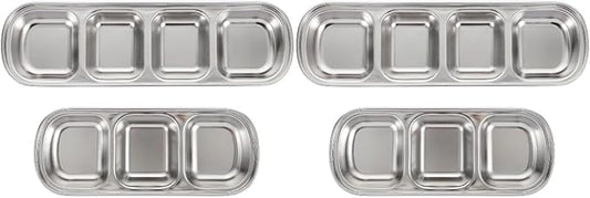 Ipetboom Compartment Pet Tray Food Bowls: 4pcs Stainless Steel Cat Bowl Divided by Unknown