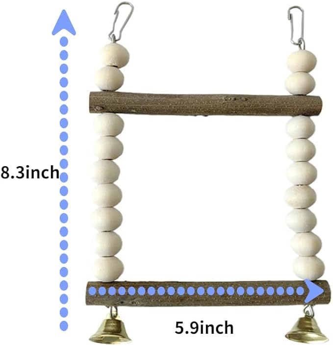 Bird Hook Swing with Bell Toys, Hanging Stand Swing, Double Layer Wooden Perch - Image 2