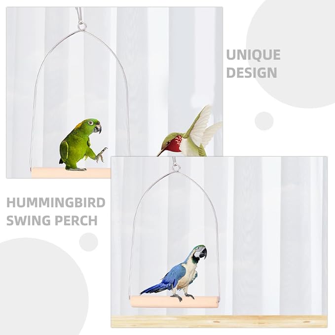 Hummingbird Wooden Perch with Rust-Resistant Metal Frame and Hanging Chain - Image 7