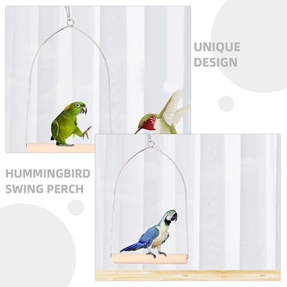 Hummingbird Wooden Perch with Rust-Resistant Metal Frame and Hanging Chain - Image 7