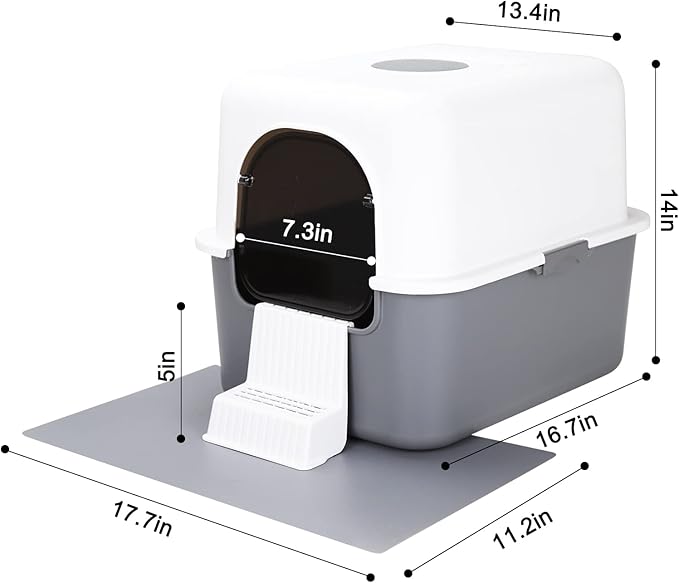Sfozstra Grey Enclosed Cat Litter Box - Image 2