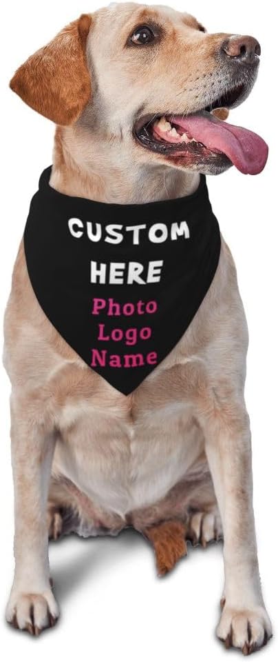 Personalized Dog Bandanas Custom Pet Scarf Add Your Own Logo Photo Text by YURIOPF