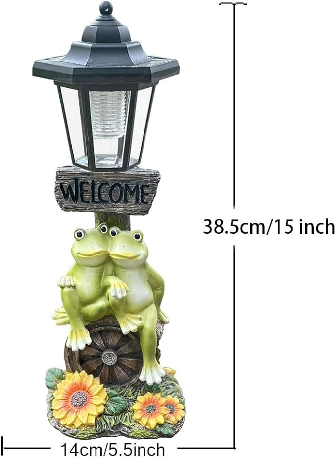 Solar Frog Garden Statue, Outside Frog Statue Gift - Image 3