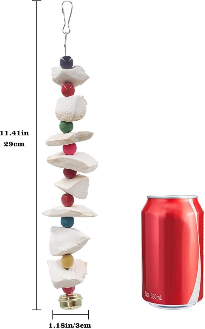 2 Pack Bird Toys with Cuttlebone, Parakeet Toys, Bird Beak Grinding Stone - Image 2