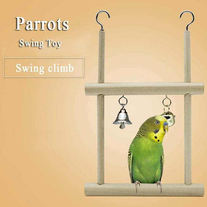 Bird Cage Swings, Natural Wood Pet Bird Swing Toys - Image 5