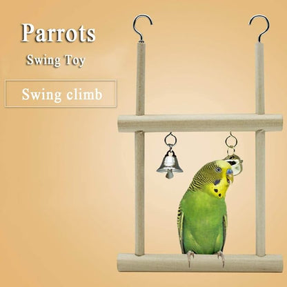Bird Cage Swings, Natural Wood Pet Bird Swing Toys - Image 5