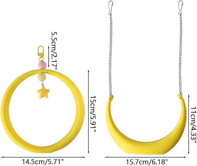 2PCS Bird Swing, Round & Half Moon Parrot Swing Perch - Image 4