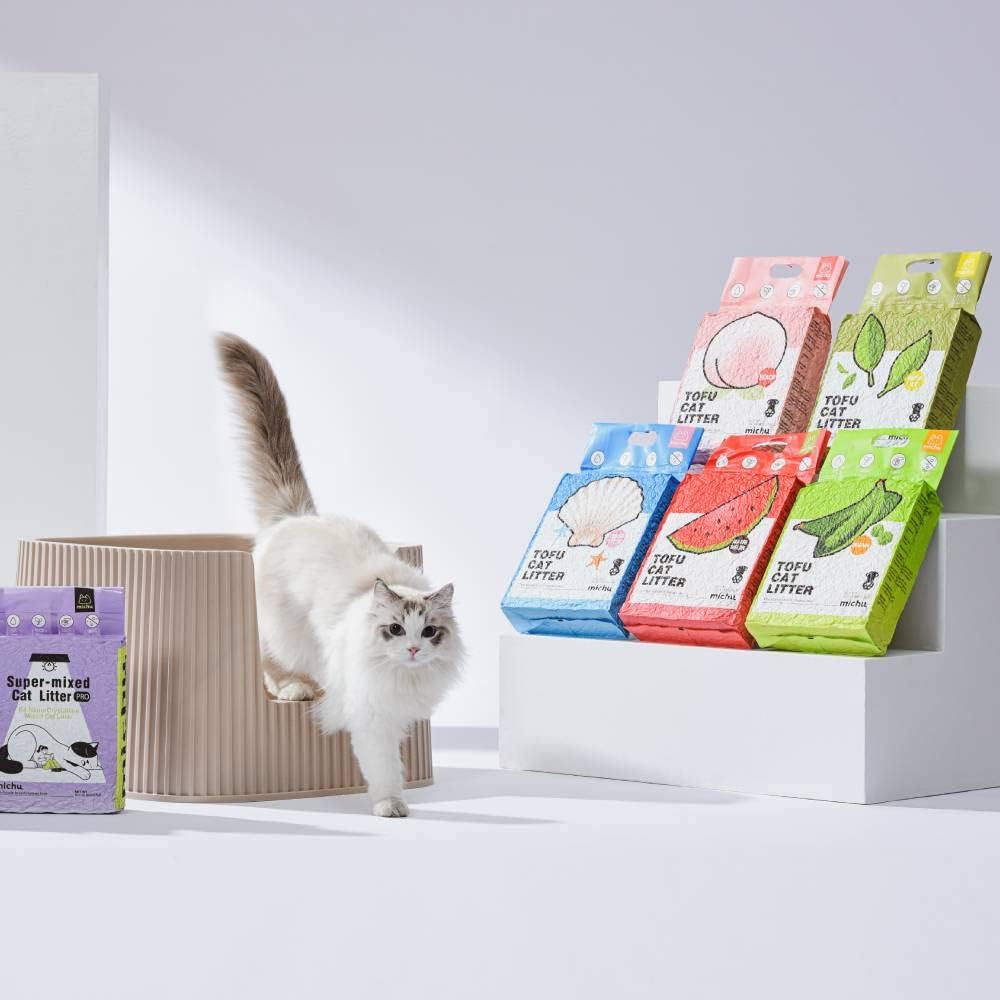 Tofu Cat Litter Natural Clumping Tofu Cat Litter 5.5lb/88oz 5 Scents (Watermelon + Mixed, 2 Pack)