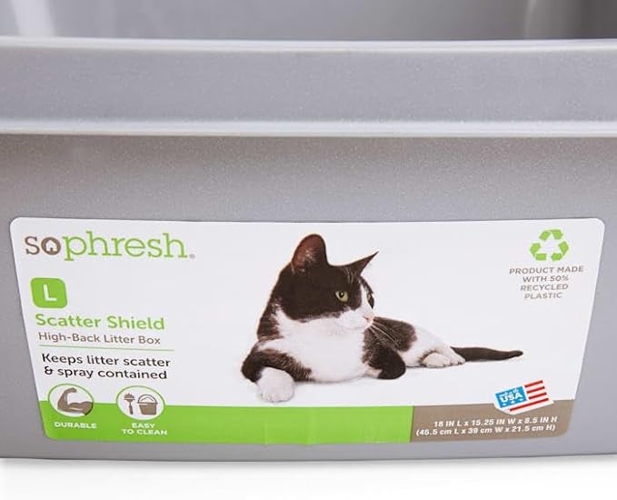 So Phresh by Petco Scatter Shield High-Back Litter Box Grey Large 18.5" L X 15" - Image 3