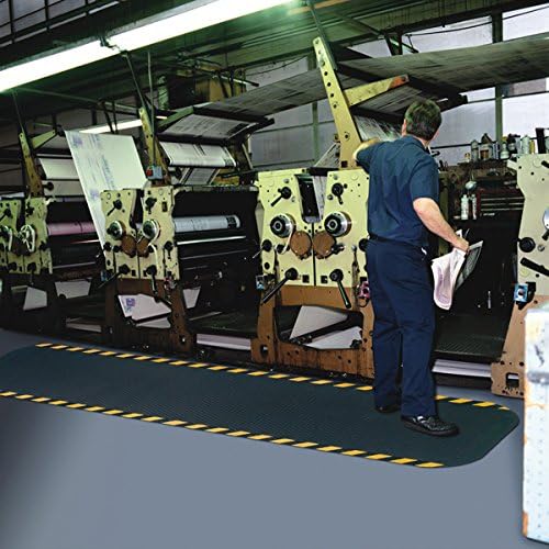 American Floor Mats Hog Heaven Premium 7/8" Black & Yellow Border 5' x 6' Nitrile Backed Anti-Fatigue Comfort Mat