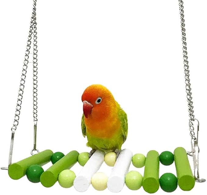 Bird Swing, Parakeet Swing, Parrot Perch Stand, Natural Wooden Swing Hanging by Unknown