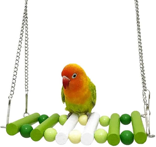 Bird Swing, Parakeet Swing, Parrot Perch Stand, Natural Wooden Swing Hanging by Unknown