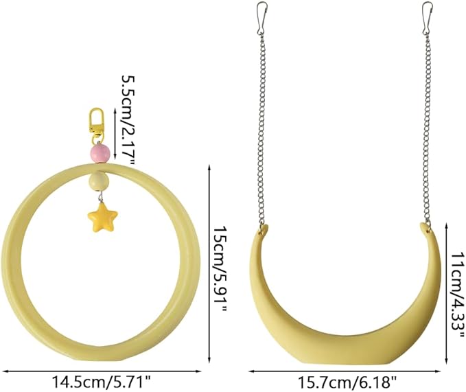 2PCS Bird Swing, Round & Half Moon Parrot Swing Perch - Image 4