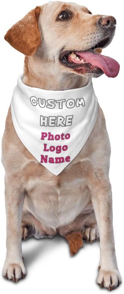 Personalized Dog Bandanas Custom Pet Scarf Add Your Own Logo Photo Text by YURIOPF