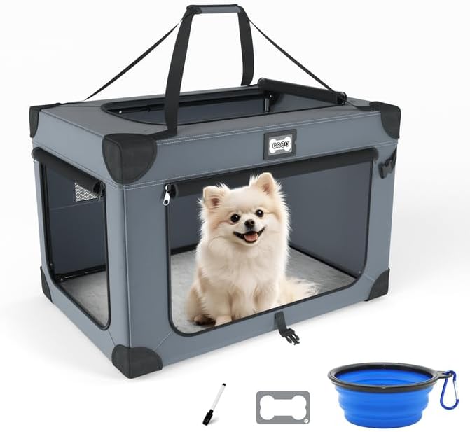 24 Inch Portable Collapsible Dog Crate, Foldable Soft Dog Kennel by Unknown