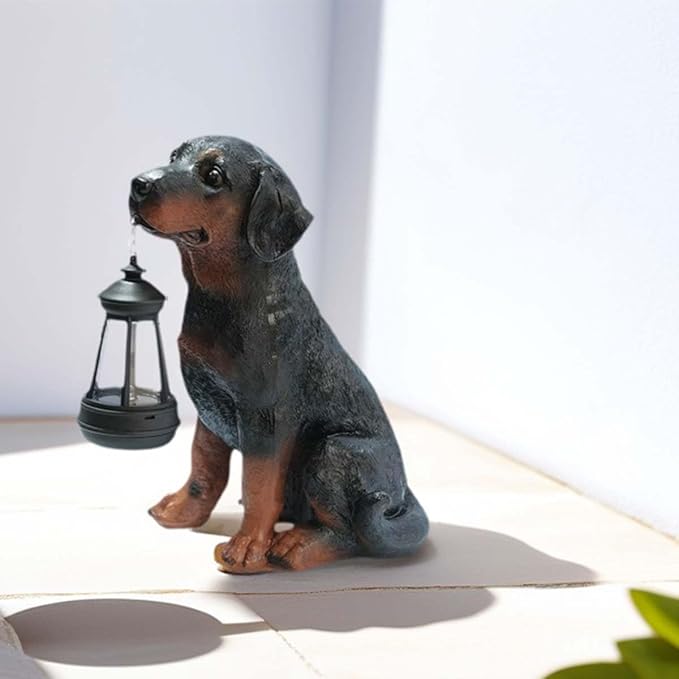 Dog Statue with Solar Lantern - Image 4
