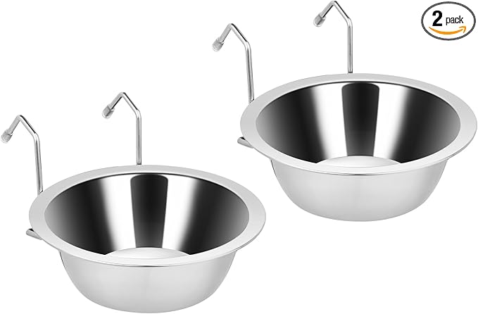 Fri4Free 2PCS Kennel Water Bowl Hanging, Stainless Steel Puppy Bowls by Fri4Free