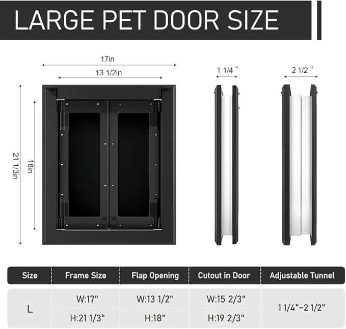 Aluminum French Large Dog Door, Heavy-Duty - Image 2