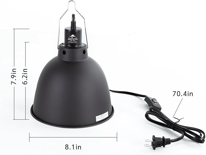 Reptile Light Fixture, 8.1in Deep Dome Reptile Heat Lamp Fixture - Image 6