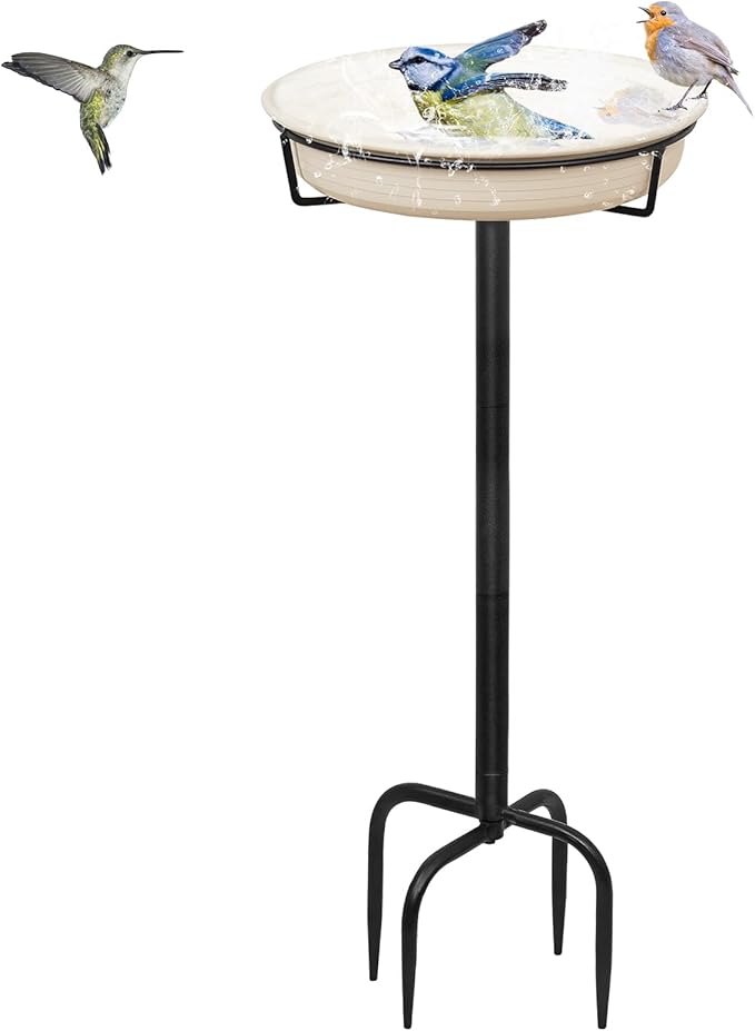 Bird Baths for Outdoors Heavy Duty, 35.5in Detachable Birdbaths for The Garden by YALINKA