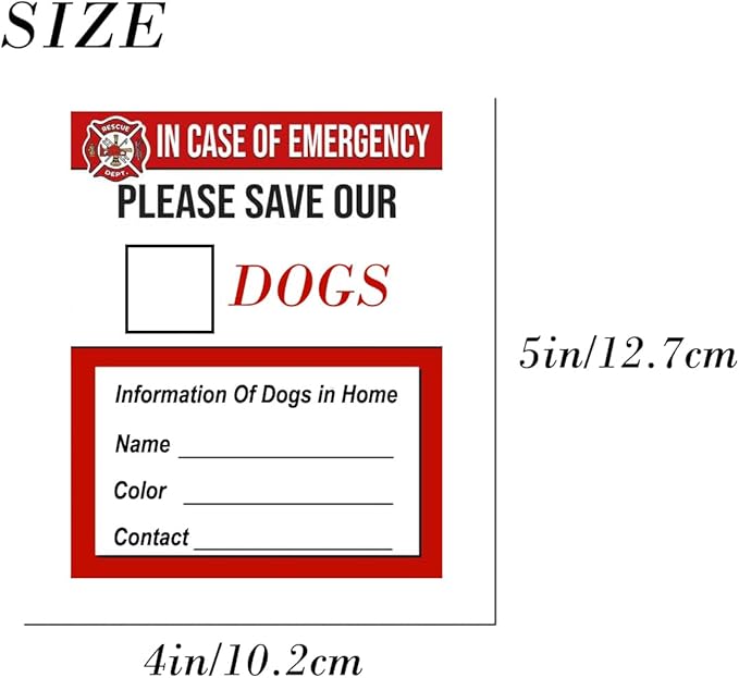 Emergency Pet Rescue Stickers – in Case of Emergency Save My Dog – Fire Safety - Image 2