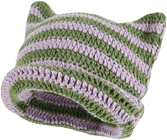 Crochet Hats for Women Cat Beanie Vintage Beanies Women Fox Hat Grunge by GGOOB