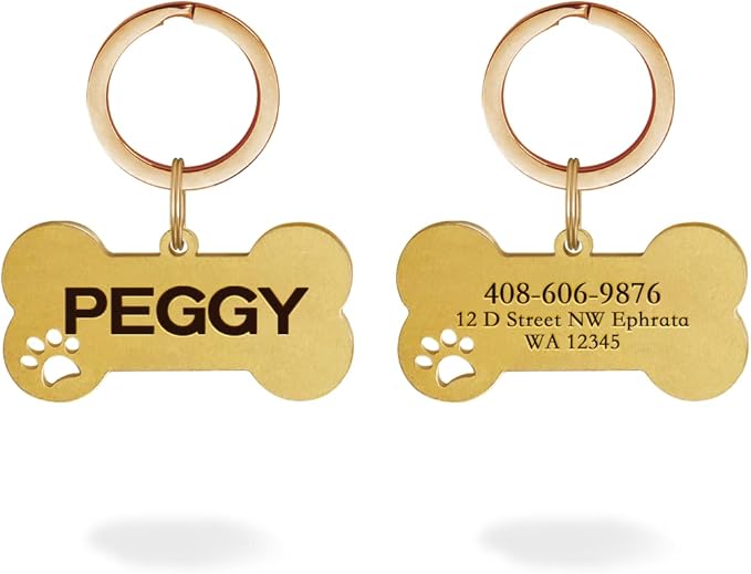 Dogs ID Tags Personalized Double Sided Deep Engraved Cat & Dog Collar Charm by MEMOPAW