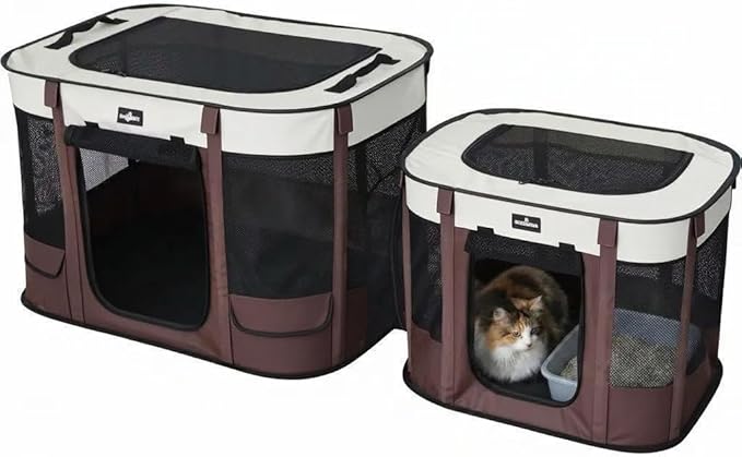 Paw Ballet 2-in-1 Foldable Pet Playpen, Portable Dog Cat Kennel Tent - Image 7