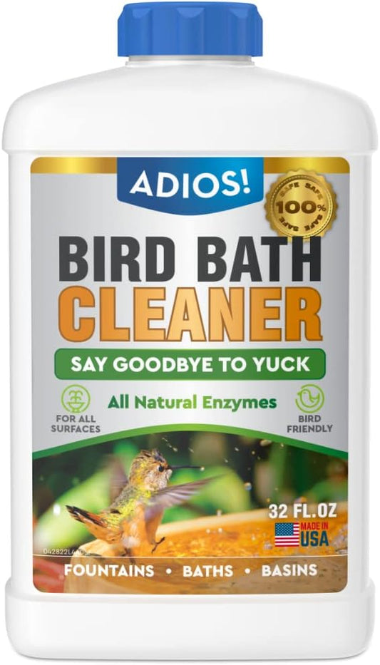 ADIOS! Bird Bath Cleaner for Outdoor Fountains and Bowls, Safely Cleans Metal by Adios